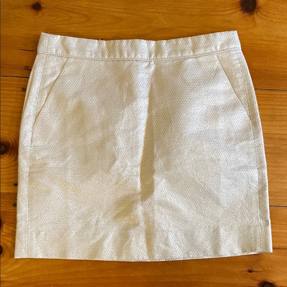 J. Crew Gold Patterned Cream Skirt
